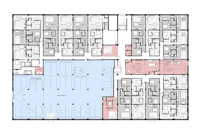 1st Floor Unit Layouts with Interior Parking